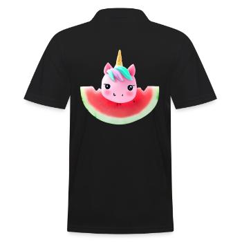 Wassermelonen Einhorn - Männer Poloshirt - Schwarz - Hinten - Kai (181cm)