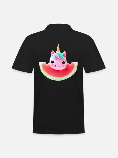 Wassermelonen Einhorn - Männer Poloshirt - Schwarz