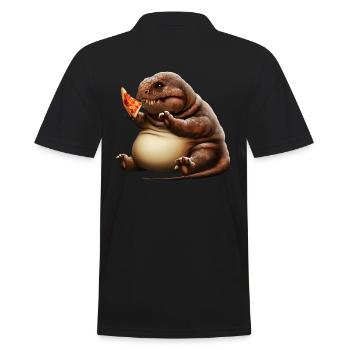 Pizza Loving Dinosaur - Men's Polo Shirt - black - Back - Kai (181cm)