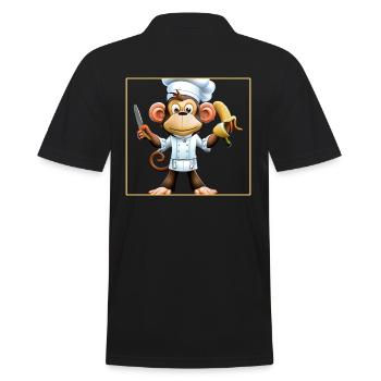 Bananen Affe kocht - Männer Poloshirt - Schwarz - Hinten - Kai (181cm)