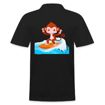 Surfer Monkey - Men's Polo Shirt - black - Back - Kai (181cm)