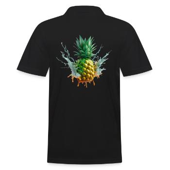 Farbenfrohe Ananas - Männer Poloshirt - Schwarz - Hinten - Kai (181cm)