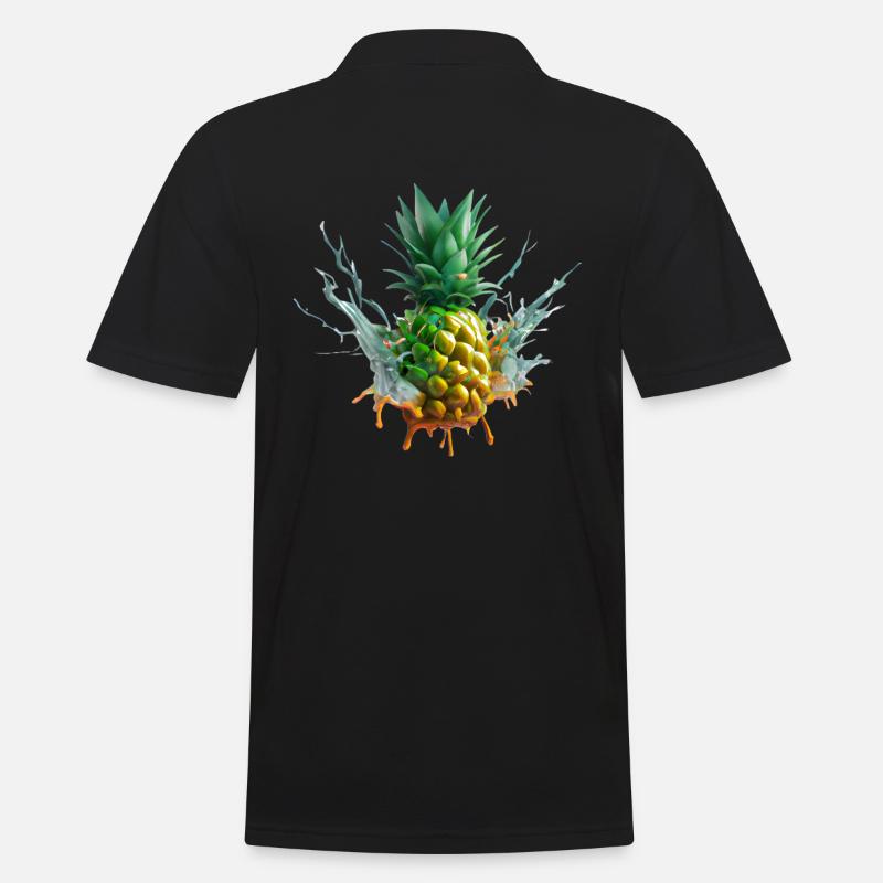 Farbenfrohe Ananas - Männer Poloshirt - Schwarz