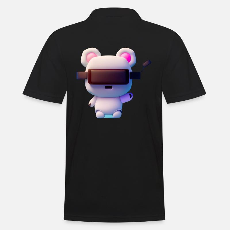 Bär mit Virtual Reality Headset - Männer Poloshirt - Schwarz