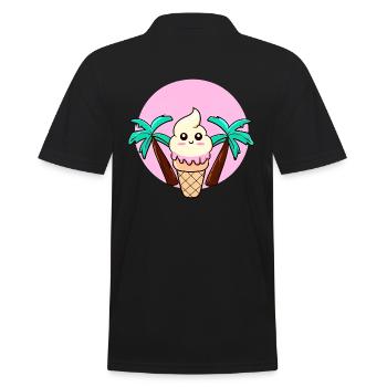 Softeis unter Palmen im Sonnenuntergang - Männer Poloshirt - Schwarz - Hinten - Kai (181cm)