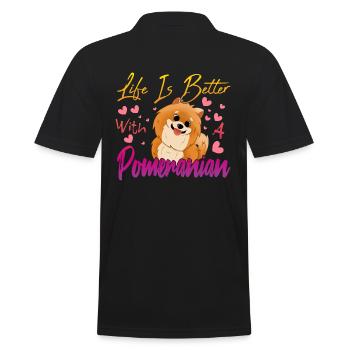 Pomeranian Liebhaber - Männer Poloshirt - Schwarz - Hinten - Kai (181cm)