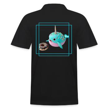 Donut loving narwhal - Men's Polo Shirt - black - Back - Kai (181cm)