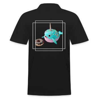 Donut loving narwhal - Men's Polo Shirt - black - Back - Kai (181cm)