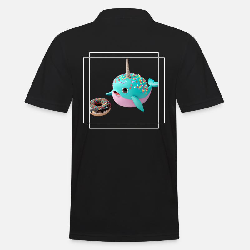 Donut liebender Narwal - Männer Poloshirt - Schwarz