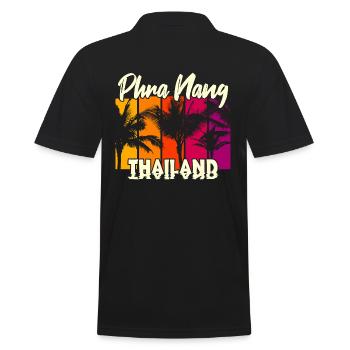 Phra Nang Thailand - Männer Poloshirt - Schwarz - Hinten - Kai (181cm)