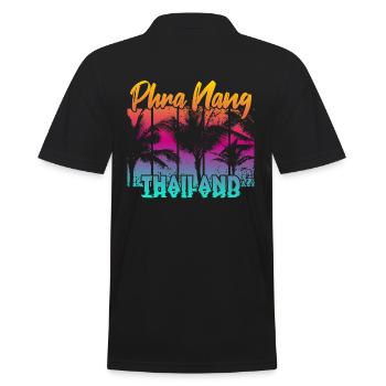 Phra Nang Thailand - Männer Poloshirt - Schwarz - Hinten - Kai (181cm)