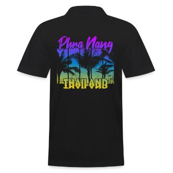 Phra Nang Thailand - Männer Poloshirt - Schwarz - Hinten - Kai (181cm)