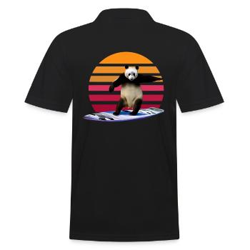 Panda Surfer - Men's Polo Shirt - black - Back - Kai (181cm)