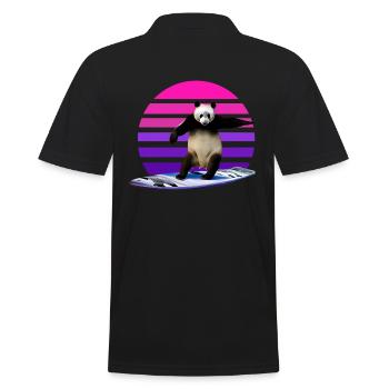 Panda Surfer - Men's Polo Shirt - black - Back - Kai (181cm)