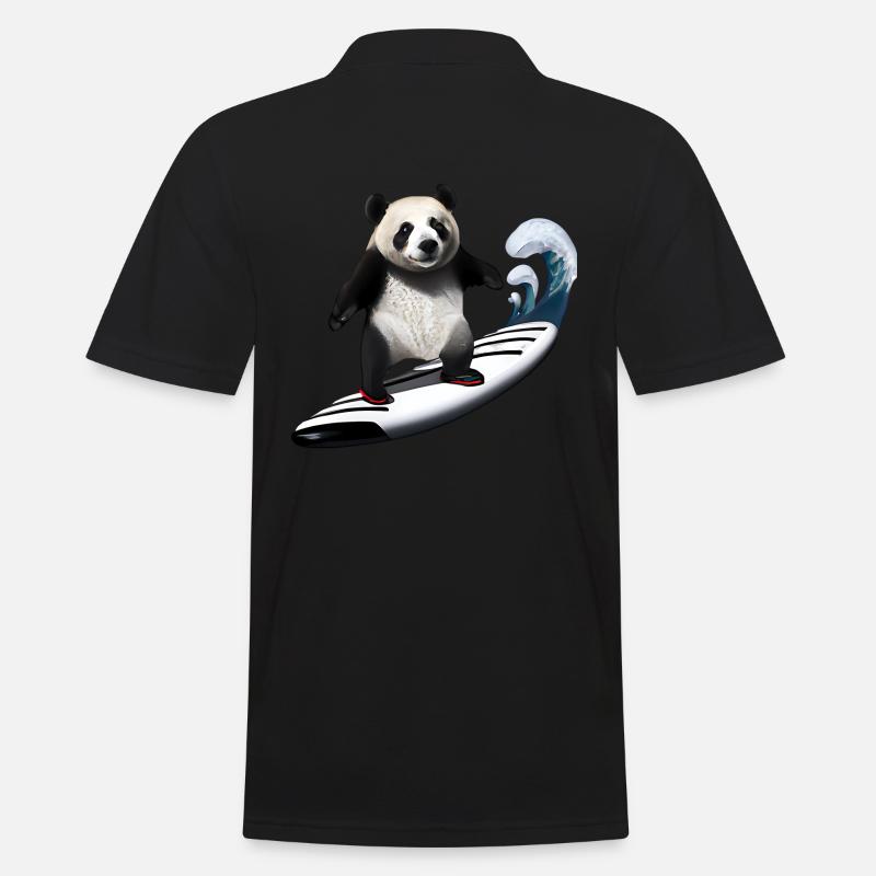 Panda Surfer - Polo Homme - noir