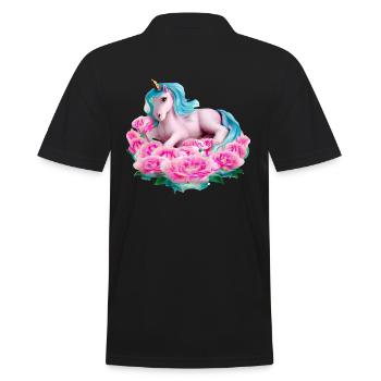 Licorne dans les roses - Polo Homme - noir - Dos - Kai (181cm)