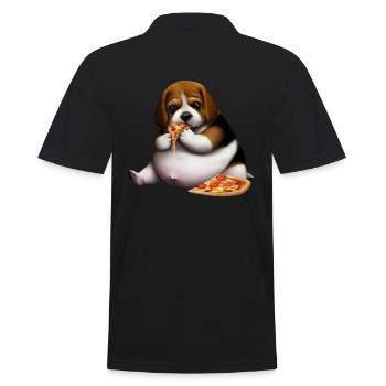 Pizza Lover Beagle Dog - Men's Polo Shirt - black - Back - Kai (181cm)