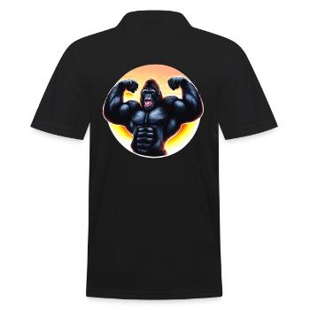 Muskulöser Sonnenuntergang Gorilla - Männer Poloshirt - Schwarz - Hinten - Kai (181cm)