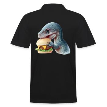 Cheeseburger Dinosauerier - Männer Poloshirt - Schwarz - Hinten - Kai (181cm)