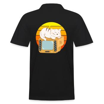 Cat Tv Sunset - Men's Polo Shirt - black - Back - Kai (181cm)
