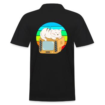 Cat Tv Sunset - Men's Polo Shirt - black - Back - Kai (181cm)