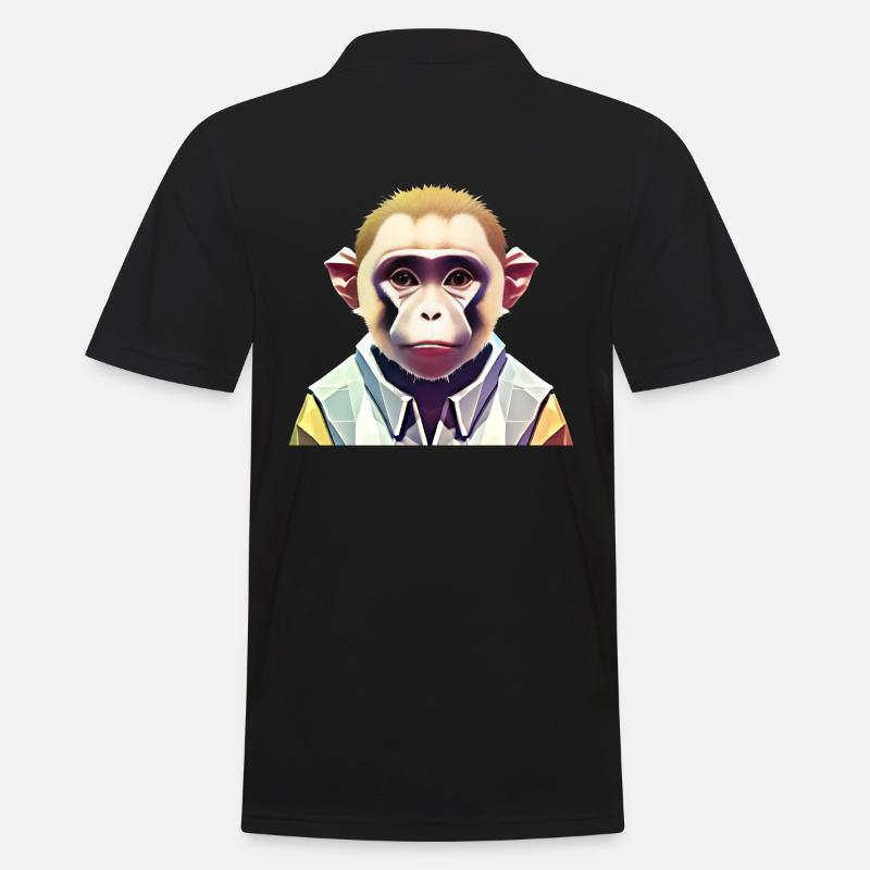 Polygon Affe - Männer Poloshirt - Schwarz