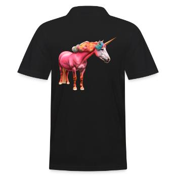 Colorful curly unicorn - Men's Polo Shirt - black - Back - Kai (181cm)