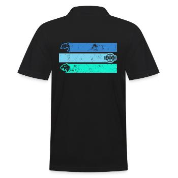 Triathlon Triathlet TRI "swim-bike-run" - Männer Poloshirt - Schwarz - Hinten - Kai (181cm)