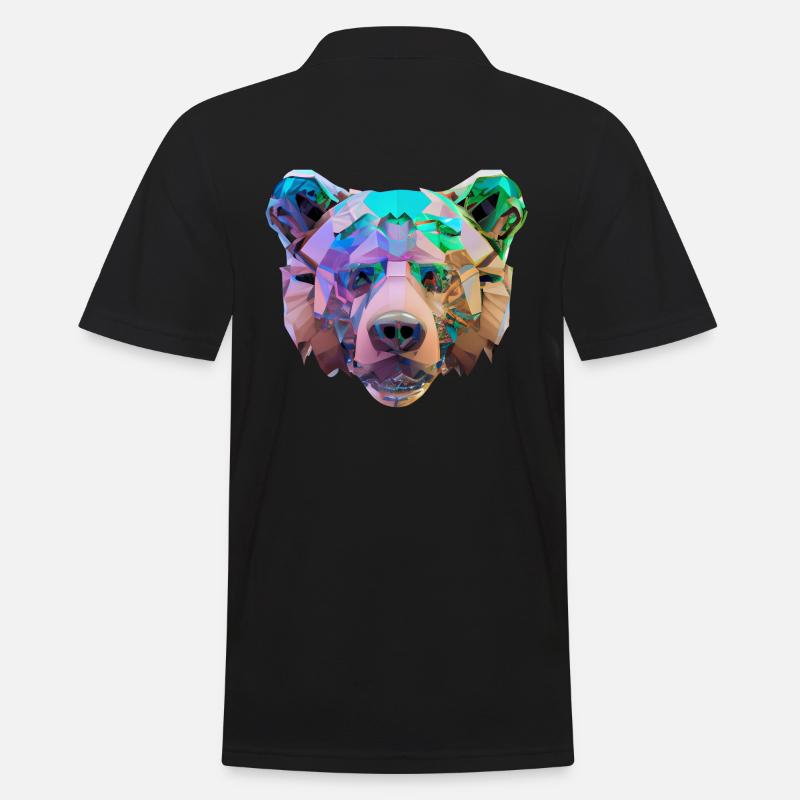Farbenfroher Polygon Bär - Männer Poloshirt - Schwarz