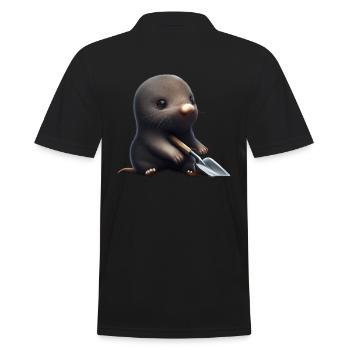 Cute mole with shovel - Men's Polo Shirt - black - Back - Kai (181cm)