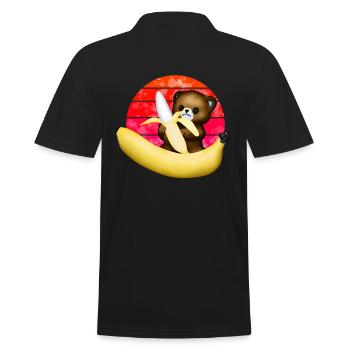 Der Bär und die Riesenbanane - Männer Poloshirt - Schwarz - Hinten - Kai (181cm)