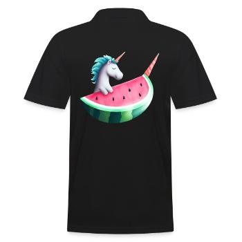 Wassermelonen Einhorn - Männer Poloshirt - Schwarz - Hinten - Kai (181cm)