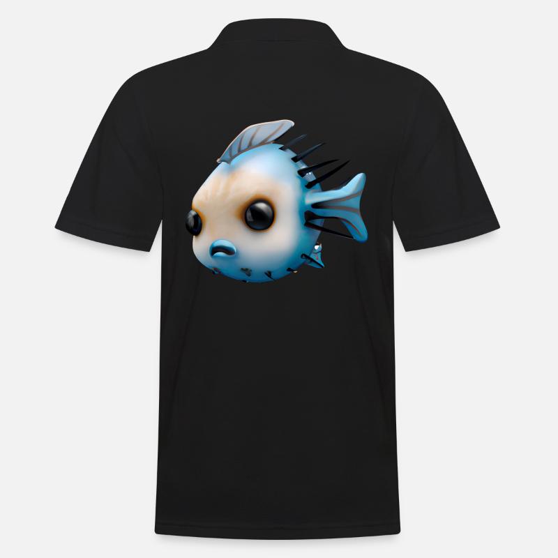 Kleiner dicker Fisch - Männer Poloshirt - Schwarz