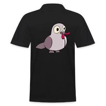 Taube frisst einen Wurm - Männer Poloshirt - Schwarz - Hinten - Kai (181cm)