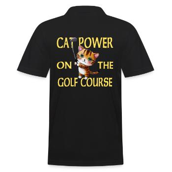 Golf Katze - Männer Poloshirt - Schwarz - Hinten - Kai (181cm)