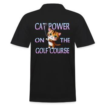 Golf Katze - Männer Poloshirt - Schwarz - Hinten - Kai (181cm)
