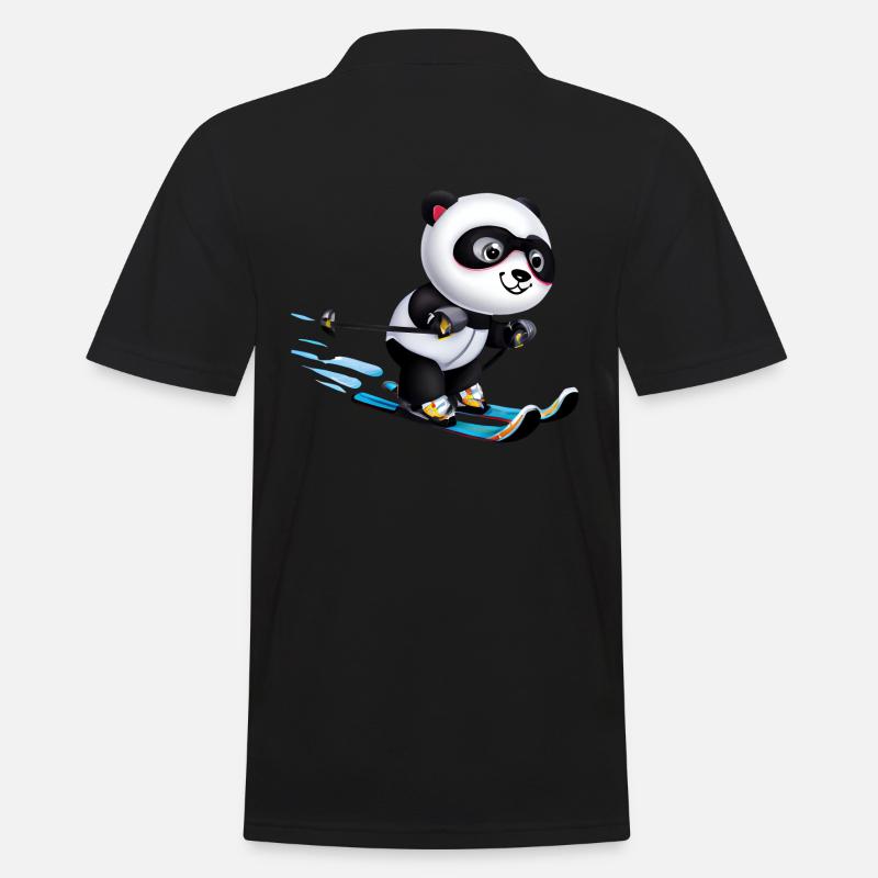Ski Panda - Männer Poloshirt - Schwarz