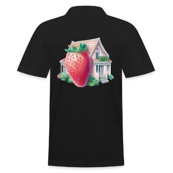 Erdbeerhaus - Männer Poloshirt - Schwarz - Hinten - Kai (181cm)