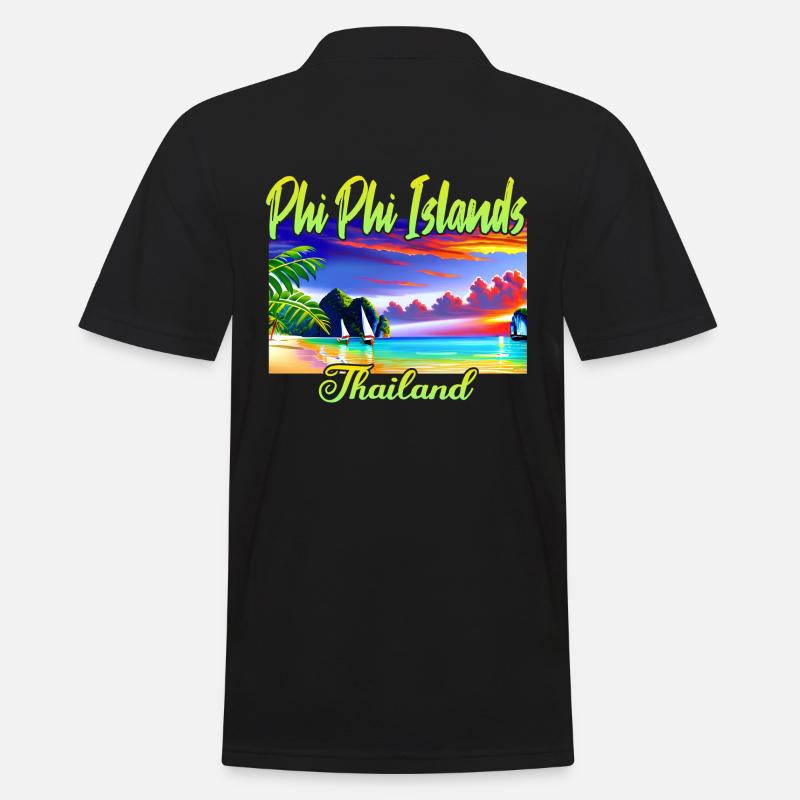 Phi Phi Island Thailand - Männer Poloshirt - Schwarz