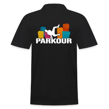 parkour traceur freerun cityparkour jump - Männer Poloshirt - Schwarz - Hinten - Kai (181cm)