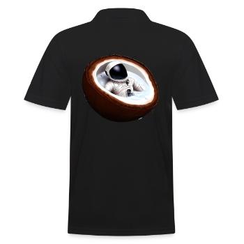 Astronaut in einer Kokosnuss - Männer Poloshirt - Schwarz - Hinten - Kai (181cm)