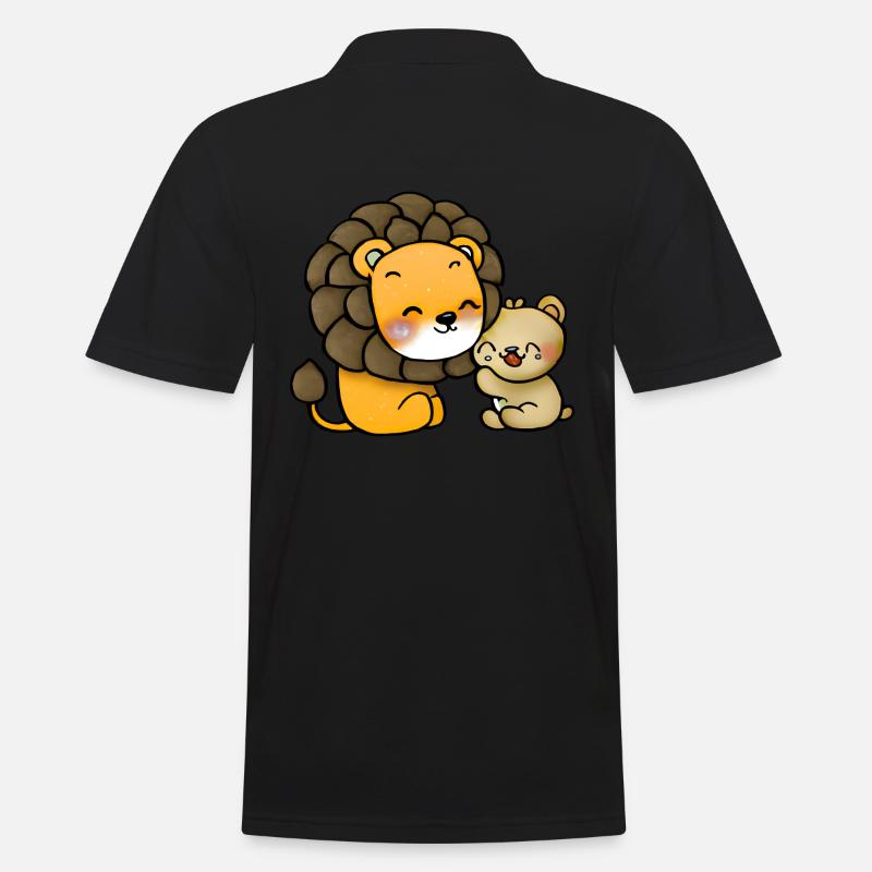 Löwe kuschelt Bär - Männer Poloshirt - Schwarz