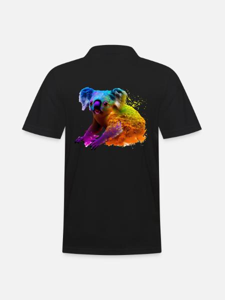 Koala in Farbexplosion - Männer Poloshirt - Schwarz