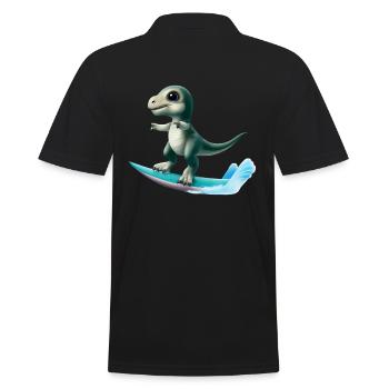 Surfer Dino - Männer Poloshirt - Schwarz - Hinten - Kai (181cm)