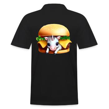 Einhorn Cheeseburger - Männer Poloshirt - Schwarz - Hinten - Kai (181cm)