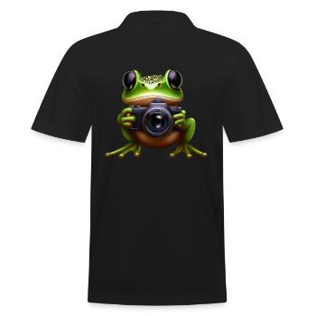 Frog photographer in action - Men's Polo Shirt - black - Back - Kai (181cm)