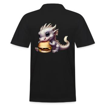 Cheeseburger Drache - Männer Poloshirt - Schwarz - Hinten - Kai (181cm)