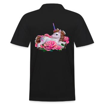 Licorne dans les roses - Polo Homme - noir - Dos - Kai (181cm)