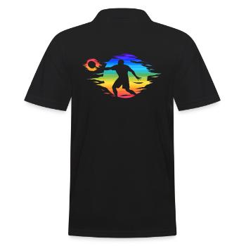 tischtennis schmetterball tischtennisspieler - Männer Poloshirt - Schwarz - Hinten - Kai (181cm)