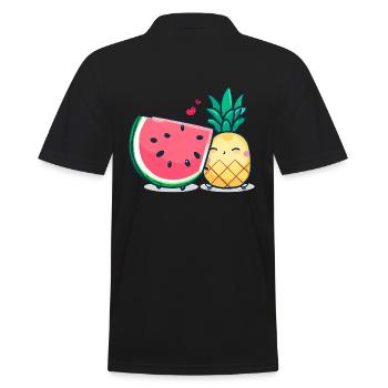 Wassermelone und Ananas beste Freunde - Männer Poloshirt - Schwarz - Hinten - Kai (181cm)